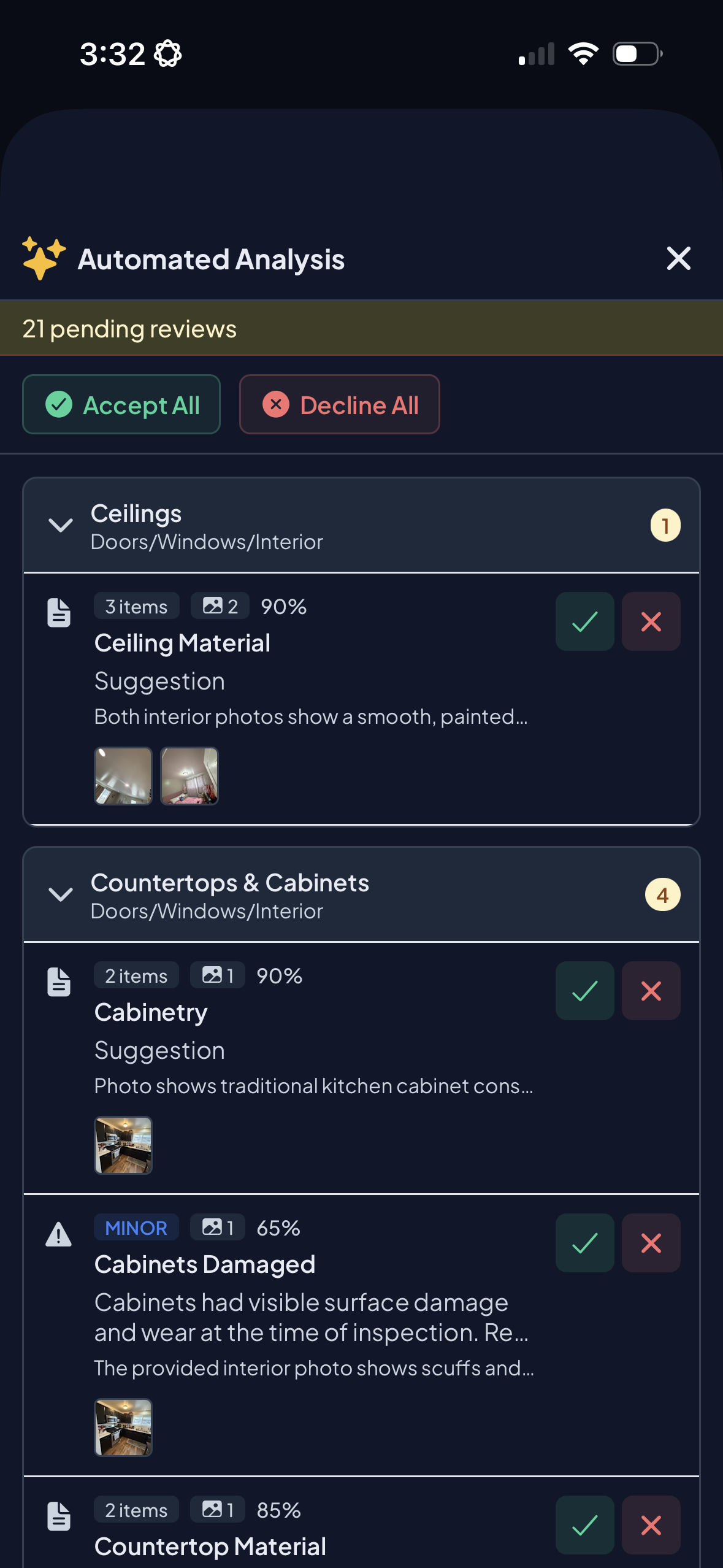AI-powered analysis of inspection findings