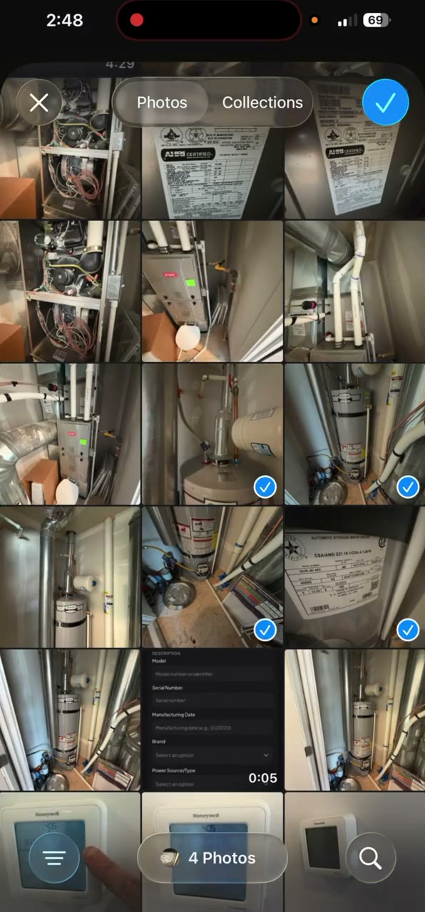 Photo AI extracting equipment details into the report